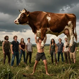 little bodybuilder mila kunis lifting a cow, wlop, steve argyle, ilya kuvshinov, ralph horsley, rossdraw, mark ryden, daniel f. gerhartz, sophie anderson, lilia alvarado, tom chambers