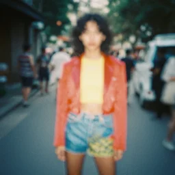 fashion colorful photo, very faded photo, grainy, slightly blurry, expired film