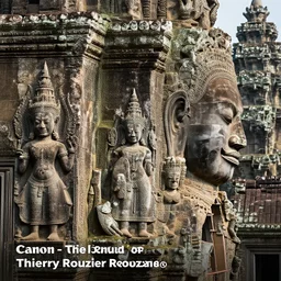 angkor thon, asuras, giant, right profile, photorealistic, photography hight quality, sharp, stones, award winning photography, canon, thierry rouzier