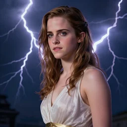 emma watson as the greek goddess of lightning, highly detailed, by artgerm and greg rutkowski