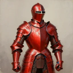 rococo style painting of crimson full plate armor with azure lining, helmet, 8 k, artstation trending, masterwork