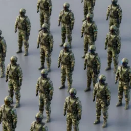 Army of cyber soldiers , isometric view , 3d render , octane render , 4k , HD