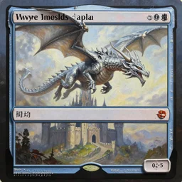 an oil painting, silver dragon flying over a castle, mtg, wayne reynolds style, on dominaria