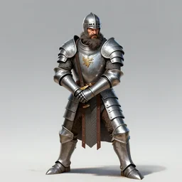 a highly detailed illustration of furious rough bearded paladin wearing worn down silver armor, standing heroically clutching blade pose, intricate, elegant, highly detailed, centered, digital painting, artstation, concept art, smooth, sharp focus, league of legends concept art, WLOP
