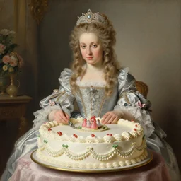 baroque rococo painting The Pretty Princess of Cake portrait Greg Hildebrandt high detail fancy cake