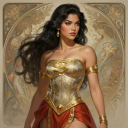 portrait of filipina darna superhero, intricate, elegant, highly detailed, ray tracing, digital painting, artstation, concept art, smooth, sharp focus, illustration, art by artgerm and greg rutkowski and alphonse mucha, 8 k