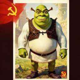 soviet propaganda poster of shrek