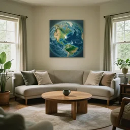 the atmosphere in the room is peaceful and calm. the feeling of an earth with full of life.