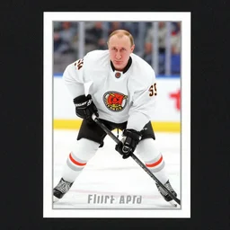A hockey card of Vladimir Putin