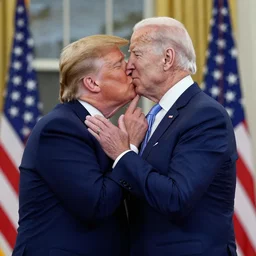 Trump kissing Biden