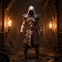 delicious torch lit prison dungeon jail cell atmospheric unreal engine hyperreallistic render 8k character concept art masterpiece screenshot from the video game Assassin's creed odyssey origins moody orange 2700K global illumination