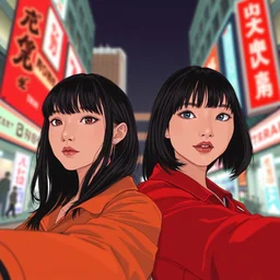 lain iwakura and asuka langley as instagram influencers, by kuvshinov, by ross tran, portait, dslr, nikon, selfie