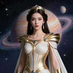 portrait of the powerful queen of the solar system in the style of bob eggleton. glowing, ornate and intricate, stunning, dynamic lighting, intricate and detailed.