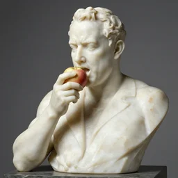marble sculpture of tom hanks eating an apple, by john singer sargent, ilya repin