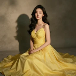 beautiful girlfriend in a yellow dress
