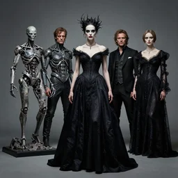avantgarde studio light mr sinister by rembrandt, pan's labyrinth movie still frame of mr sinister by malczewski, mcu nathaniel essex mr sinister by caravaggio, 3 d biomechanical sculpture by wayne barlowe, haute couture editorial dress by alexander mcqueen