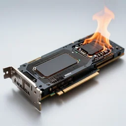 photo of an nvidia rtx gpu card on fire, sharp focus, award - winning