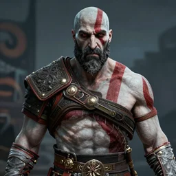 a screenshot of walter white as kratos from god of war, portrait, medium shot, ektachrome
