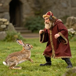 predator fights the rabbit from monty python and the holy grail