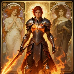female warrior, fire emblem, artstation, hearthstone, by artgerm, by greg rutkowski, by alphonse mucha, by bouguereau, by ruan jia, by and conrad roset,