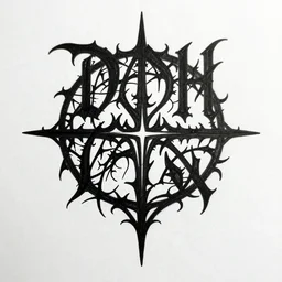 Darkthrone themed drawing of unholy darkness black metal logo concept, intricate artwork by Christophe Szpajdel, H.R. Giger, Johnatan Wayshak, Zdizslaw Beksinski, gothic, very coherent artwork, high detail, 8k, High contrast, golden ratio