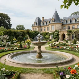 Beautiful garden, next to a fountain and a mystical palace. By William-Adolphe Bouguerea, Jordan grimmer, fractal flame. Highly_detailded