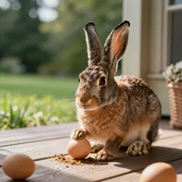 the hare went out on the porch to scratch his egg