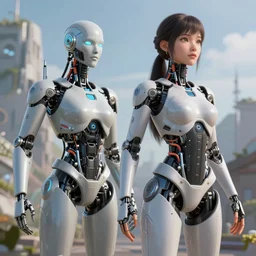 breathtaking symbiosis of man and cyborg, beautiful girl, 3 d, ultra nd, 4 k, n - 9 s - 1 5 0