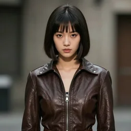 youthful asian blade runner demure, exquisite features, feminine cut, 1 9 7 0's frontiers in flight leather suit,