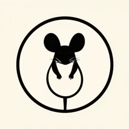 circular logo of a muad'dib mouse from dune in minimalist style