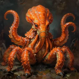 zoological portrait of orange cthulhu by james jean