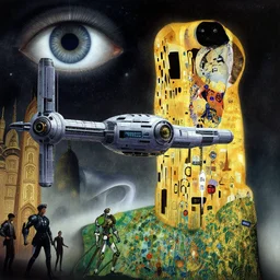 concept art, exterior illustration of a busy spacestation, cinematic, dynamic composition, all seeing eye, jean giraud, sparth, craig mullins, gustav klimt, warhammer 4 0 k, spelljammer, buddhist architecture, omni magazine, dieter rams, mecha, rule of thirds, zaha hadid, foreboding, mysticism, alphonse mucha, detailed