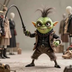 highly detailed portrait of a movie gremlin swinging a whip, depth of field, fashion photoshoot, breathtaking, detailed and intricate environment, 8 k resolution, hyperrealistic, octane render