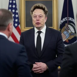 photo of Elon Musk and the FBI having an interrogation
