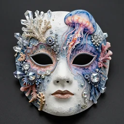 mask, intricate, by beksinski #, by ernst haeckel, shiny crystalline, watercolor, jellyfish, coral, feathers, mandelbulb 3 d, fractal flame