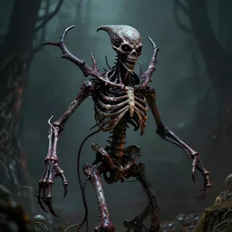 human skeleton bug hybrid, nightmare, horror, terror, dark souls, guillermo del toro, demonic, cinematic lighting, 4 k, exquisite details, photorealistic