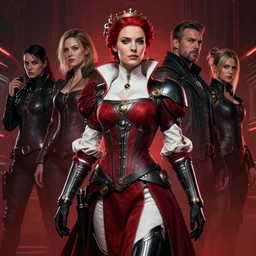 masterpiece concept art, a beautiful highly detailed sci - fi renaissance lady is star citizen, confident pose, cinematic moody colors, realistic shaded lighting poster by ilya kuvshinov, magali villeneuve, artgerm, jeremy lipkin and michael garmash and rob rey, 8 k, intricate detail, cinematic lighting, red white and black colors