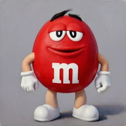 eminem as an m & m candy, oil painting