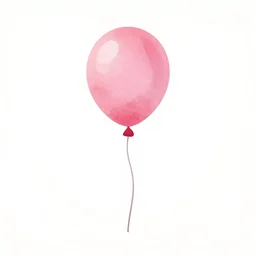 minimalist watercolor colorful pink balloon on blank all white background, illustration, vector art