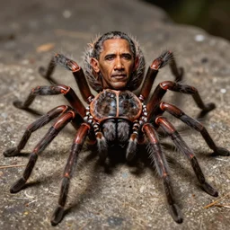 spider with obama's face on it's abdomen