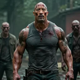 Dwayne Johnson in a rob zombie film 4k quality super realistic