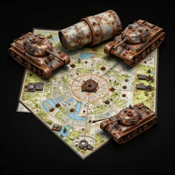 2 d square overhead roll 2 0 map asset sheet, digital painted rusted dieselpunk tanks, 2 - minute tabletop, battle map prop, black background, unity asset store, by greg rutkowski, trending on artstation