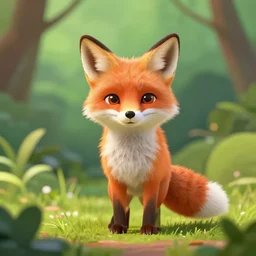fox saying goodbye before leaving for an adventure, cute, lucious greenery, high quality digital art