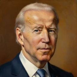 renaisance painting, joe biden staring into the camera, warm tones, visible brushstrokes