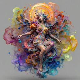 the dream of creation, metaphysical art, abstract influences, fluid art, alcohol ink, wet paint, fantasy, surrealism, zbrush, unreal engine, vibrant, detailed, by diego koi and ian hornak