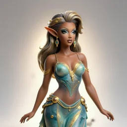 brown - skinned gorgeous ocean fae themed drag queen. resin sculpture, backlighting, depth of field, 4 k, ink wash and gold, safe for work