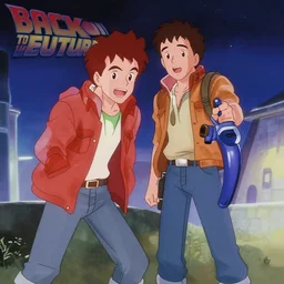 a scene from back to the future 2, anime