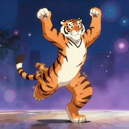 a tiger is disco dancing ， makoto shinkai