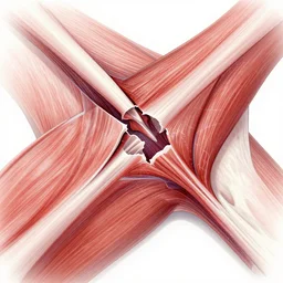 detailed realistic illustration of damaged muscle fibres