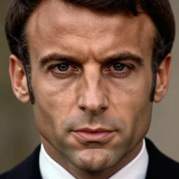 extremely detailed face of Emmanuel Macron in American Psycho (1999)